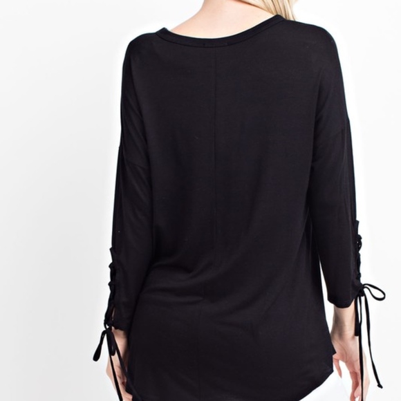 3/4 sleeve top with forearm lace up detail - Picture 3 of 3